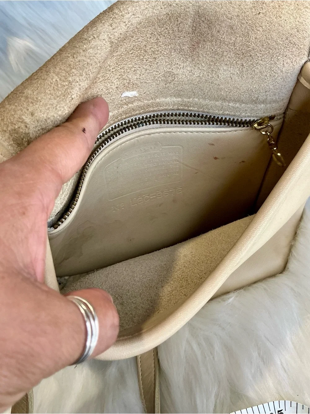 Coach Beige Leather Turn-Lock Crossbody Bag